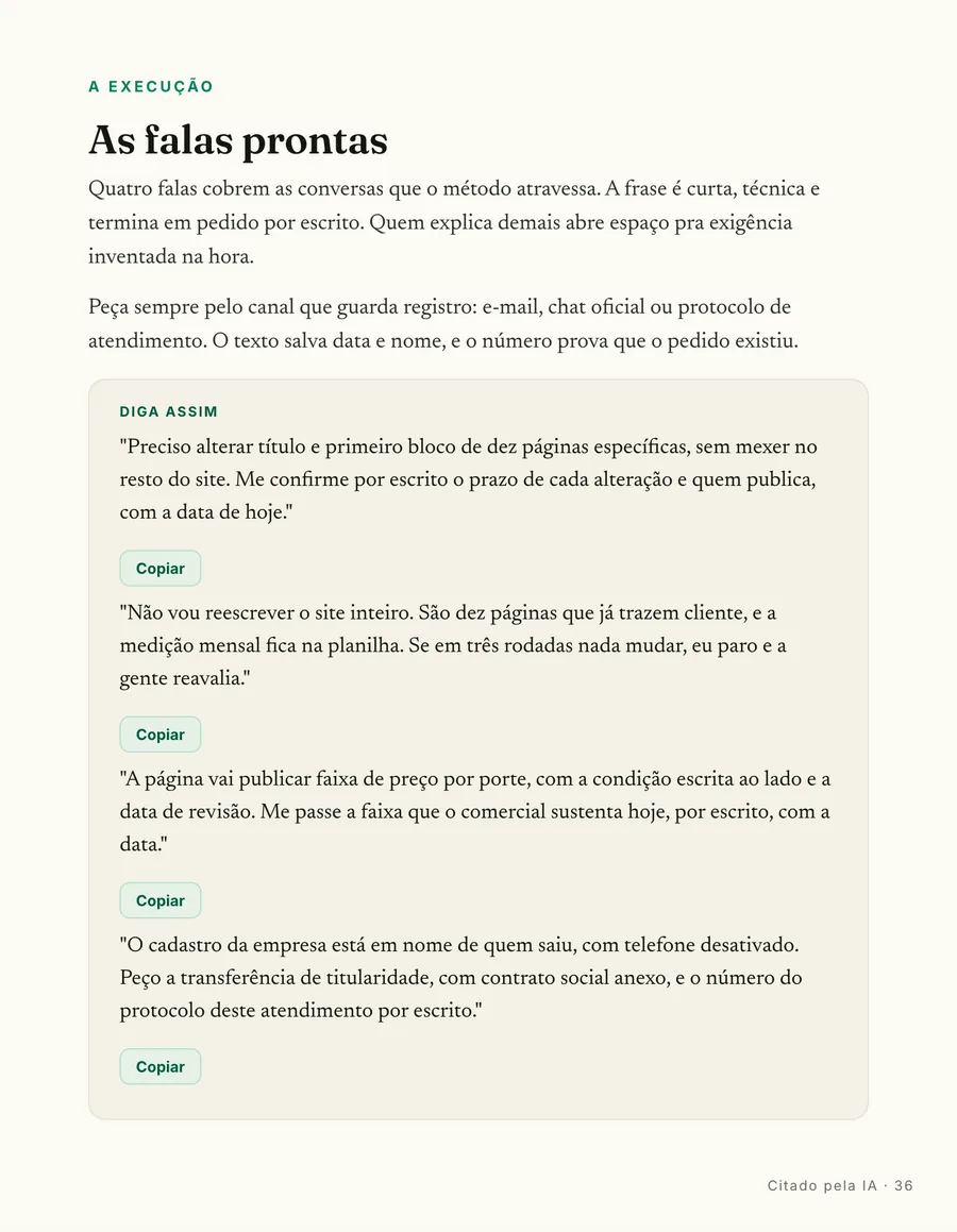 Moldes prontos: Os moldes de bloco de resposta, prontos pra copiar e preencher com o seu caso